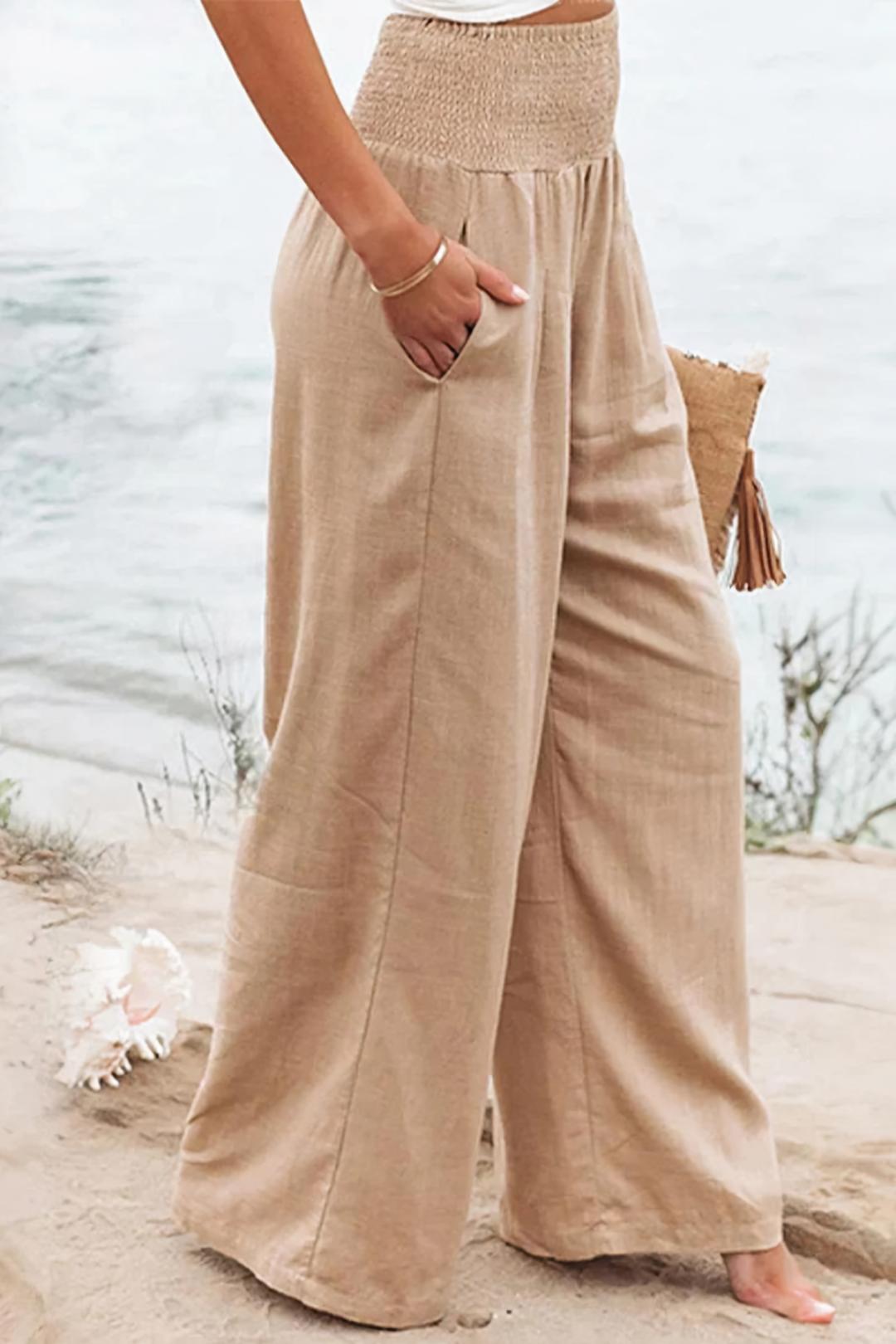 Lightweight Women's Palazzo Pants with Wide Legs and High Waist