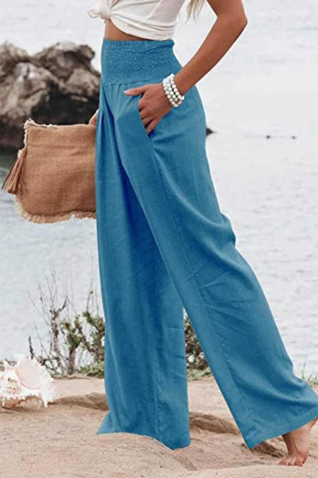 Lightweight Women's Palazzo Pants with Wide Legs and High Waist