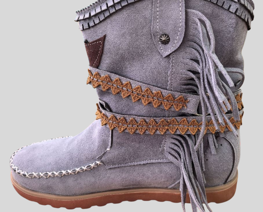 Liliana | Boho Cowboy Ankle Boots with Playful Fringes