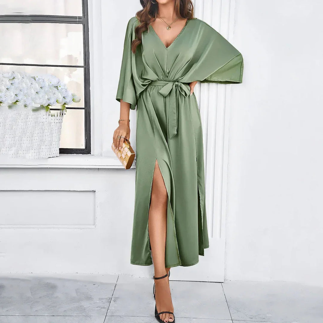 Lelanie | Elegant Maxi Dress with V-Neck and Belt