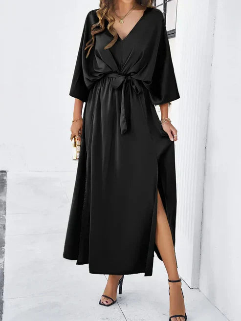 Lelanie | Elegant Maxi Dress with V-Neck and Belt