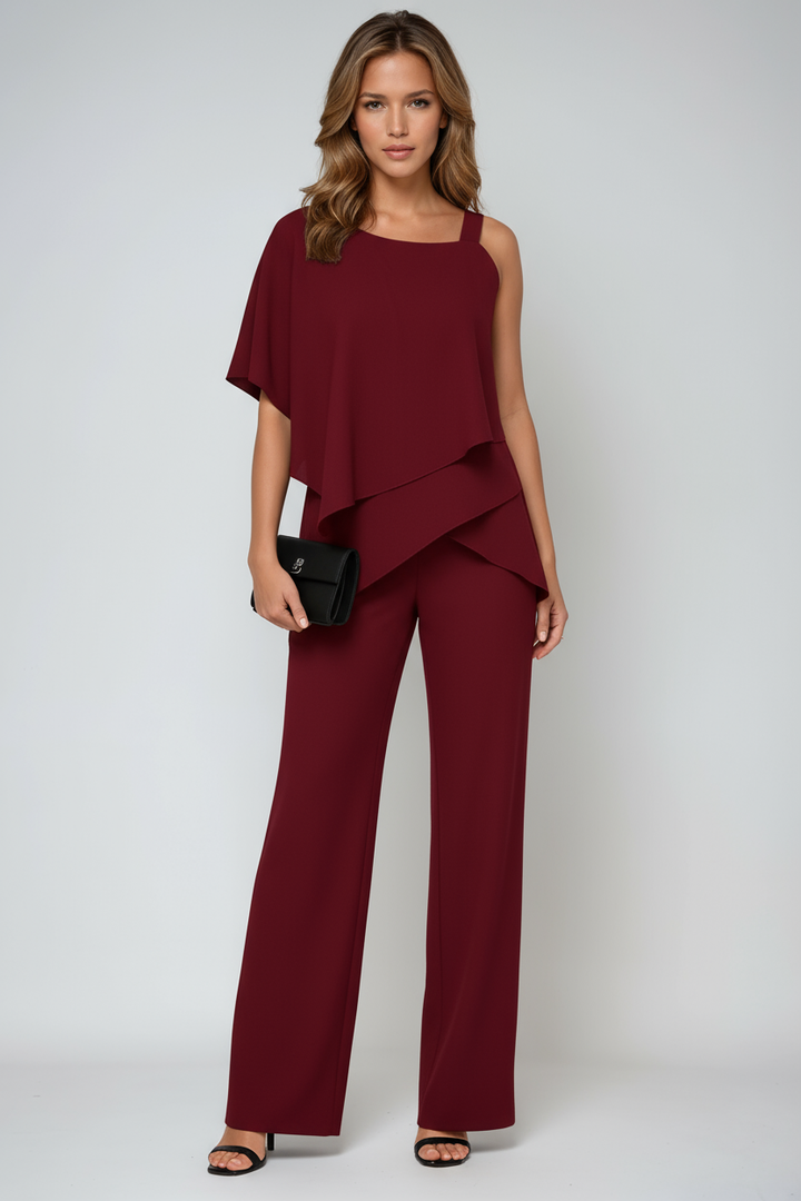 Luxury Women's 2-Piece Set with Asymmetric Top and Wide Legs