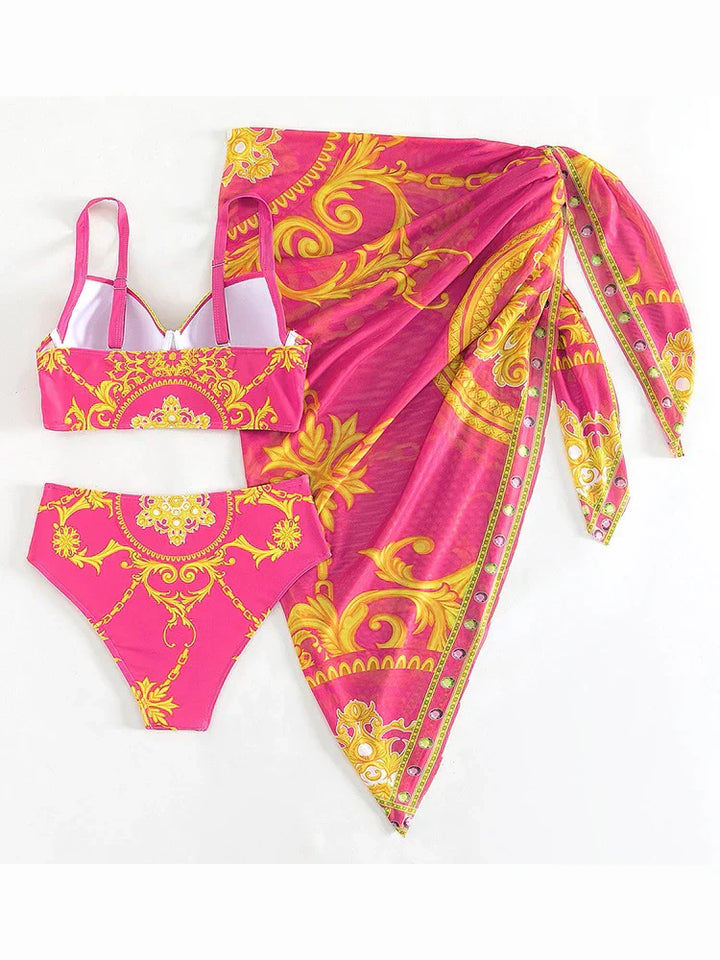 Carla | 3-Piece High Waist Skirt Bikini Set