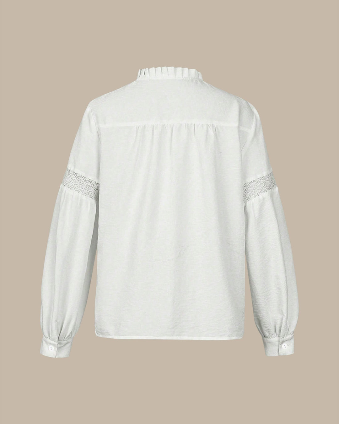 Elegant Women's White Blouse with Lace Details and Long Sleeves