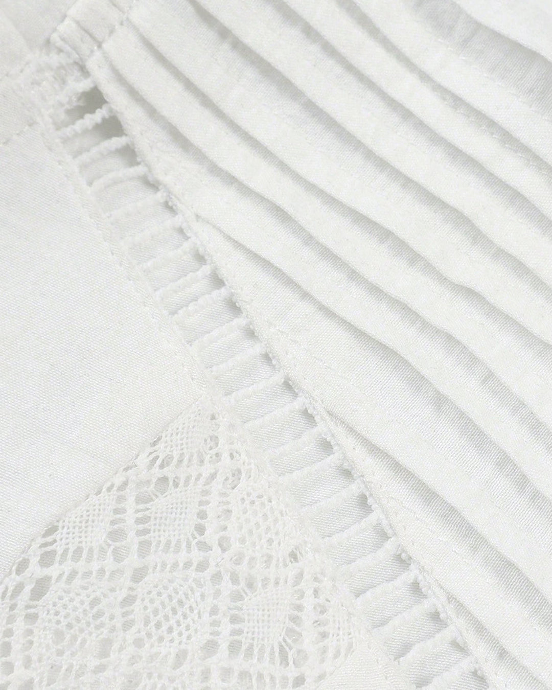 Elegant Women's White Blouse with Lace Details and Long Sleeves