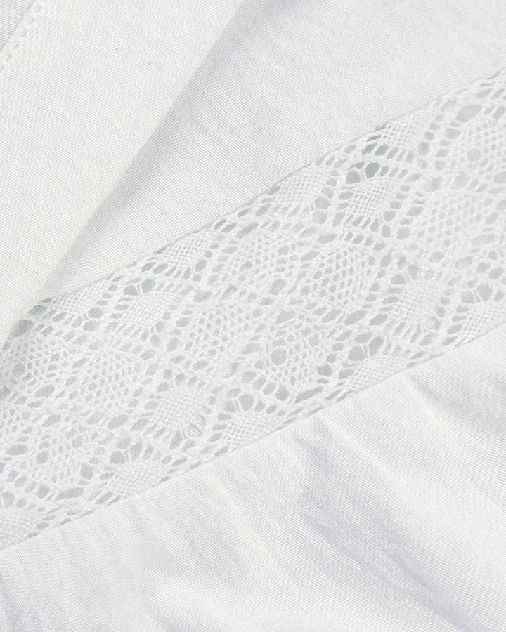 Elegant Women's White Blouse with Lace Details and Long Sleeves