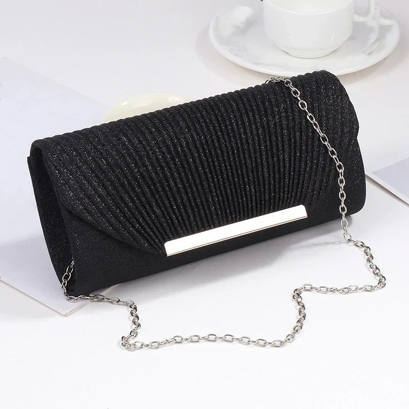 Licia | Sparkling Evening Clutch with Pleated Texture