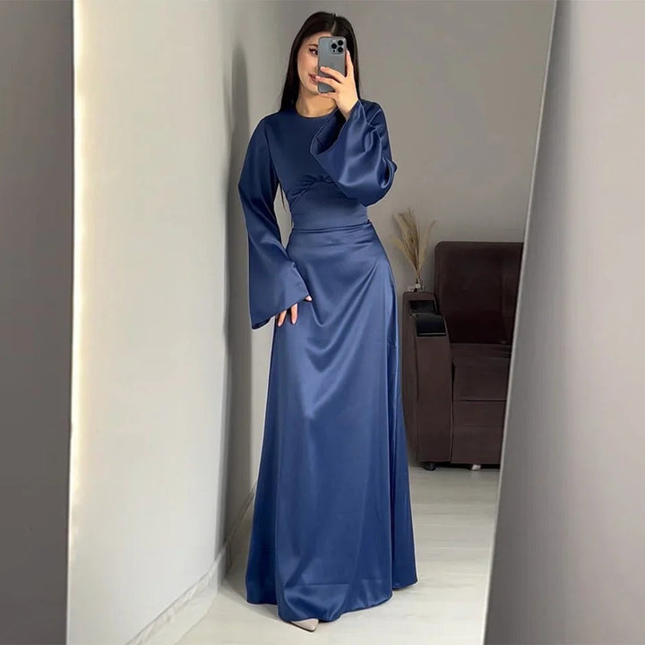 Lasy | Satin gala maxi dress with wide sleeves