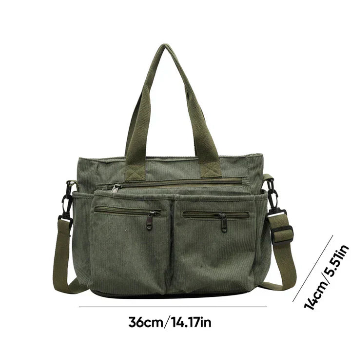 Lorenza | Corduroy Shoulder Bag with Multifunctional Pockets