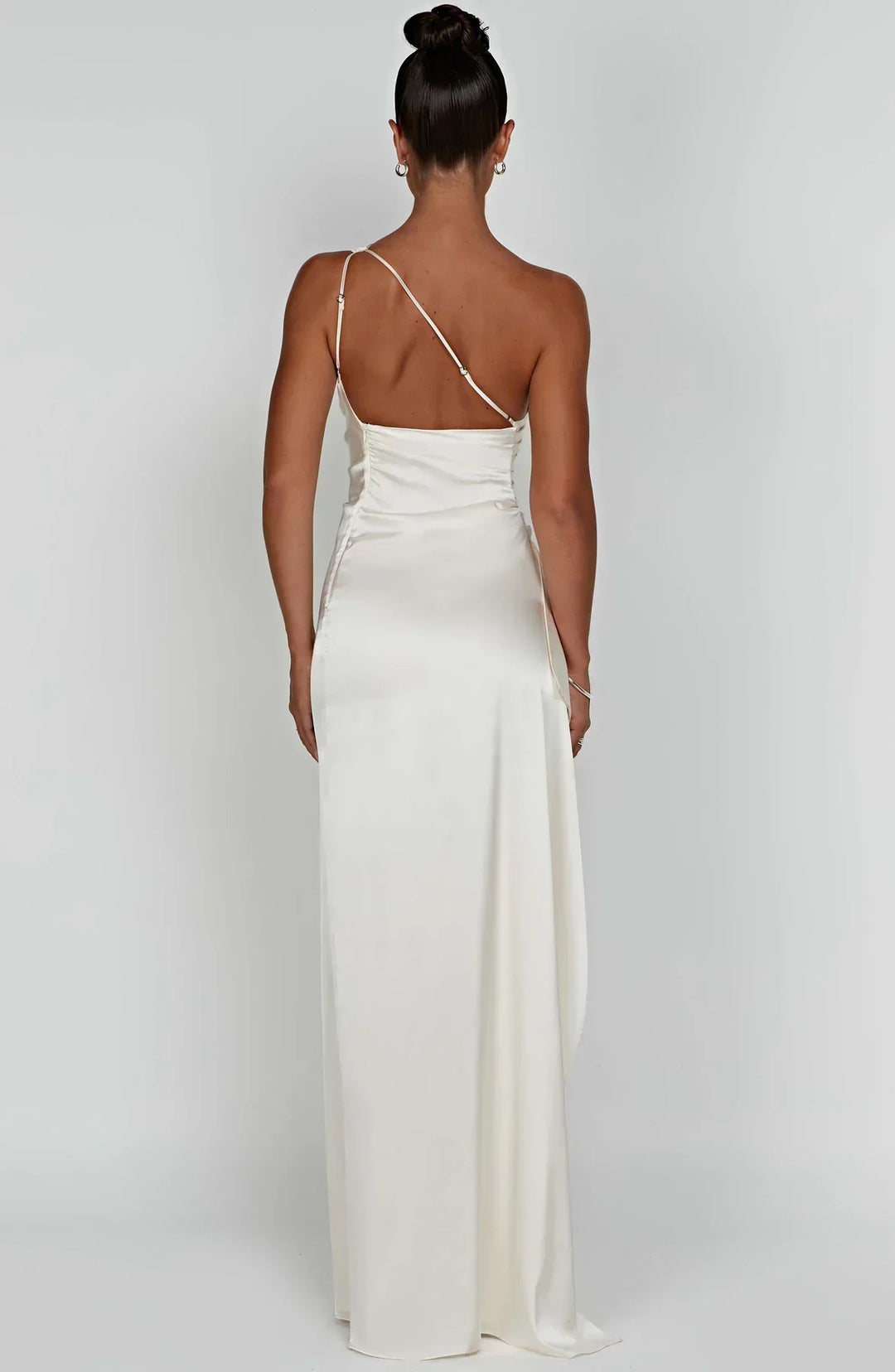 Jadey | Satin One-Shoulder Gala Evening Dress with High Slit