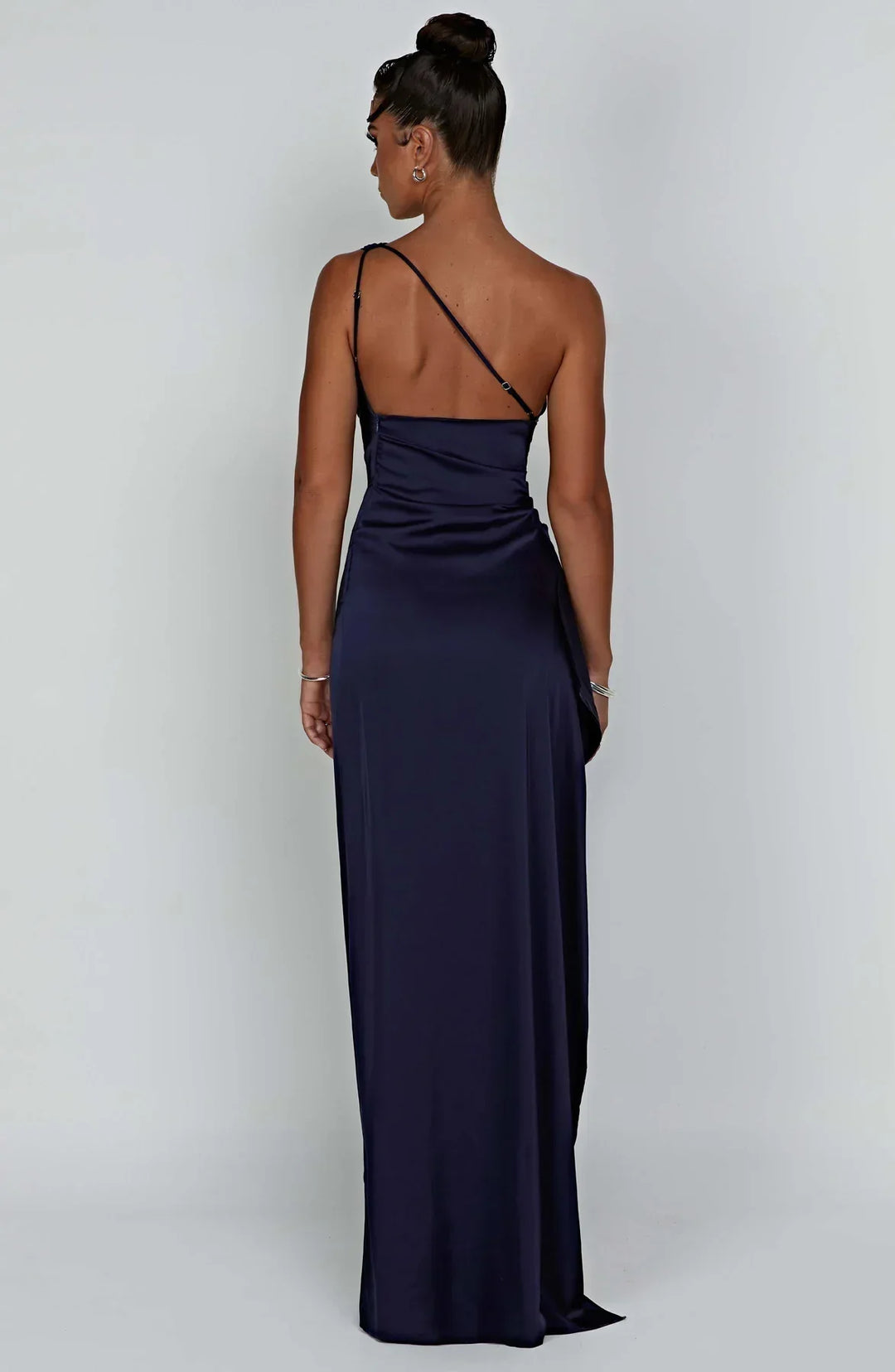 Jadey | Satin One-Shoulder Gala Evening Dress with High Slit