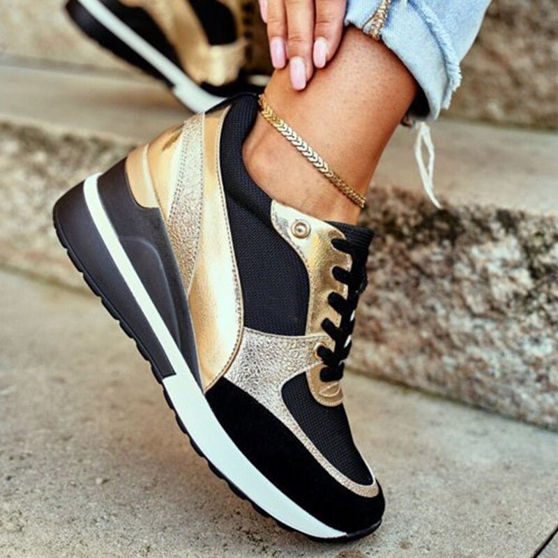 Keona | Trendy Platform Sneakers with Shiny Touch