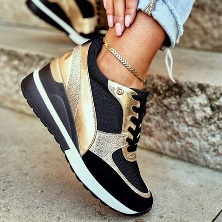 Keona | Trendy Platform Sneakers with Shiny Touch