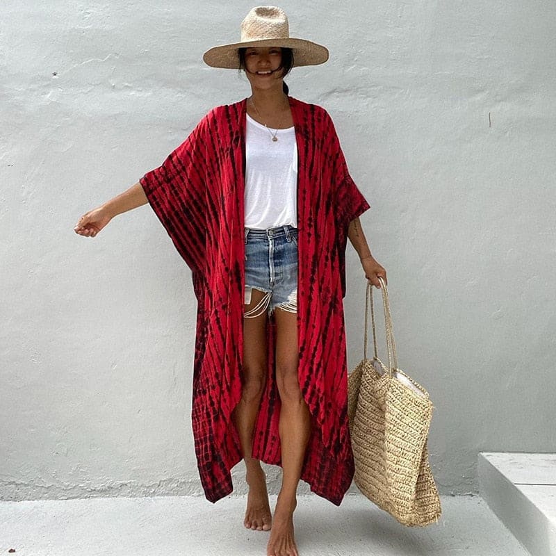 red kimono beach cover / 1 Size