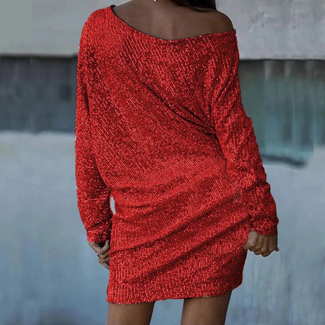 Annie | Sparkling Sequin Dress with Off-Shoulder Look