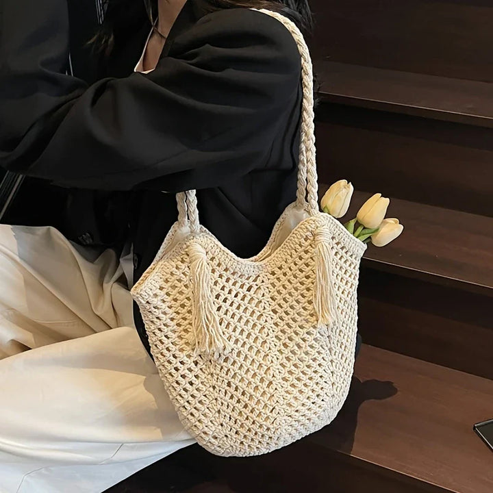 Summer Boho Braided Women's Shopper Bag with Handles