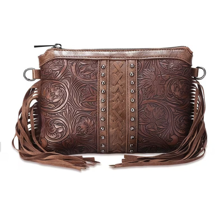 Lyda | Western Shoulder Bag with Engraved Floral Pattern