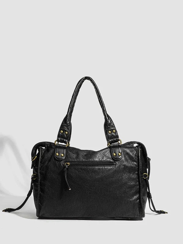 Luxury Black Women's Handbag with Zipper and Gold Hardware