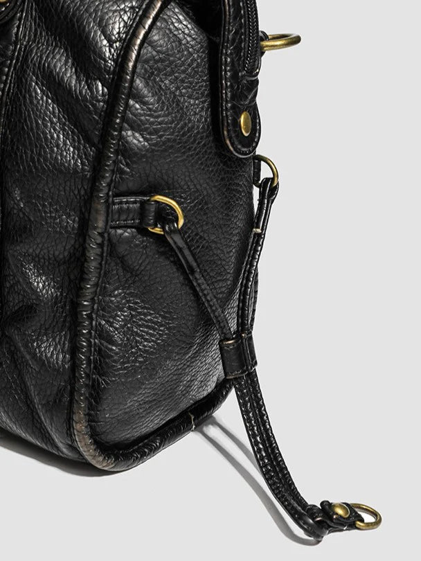 Luxury Black Women's Handbag with Zipper and Gold Hardware