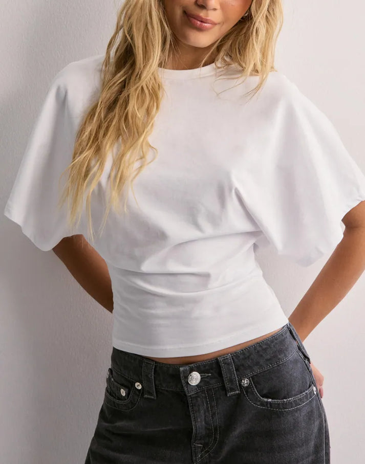 Loose Top with Wide Sleeves and Round Neck
