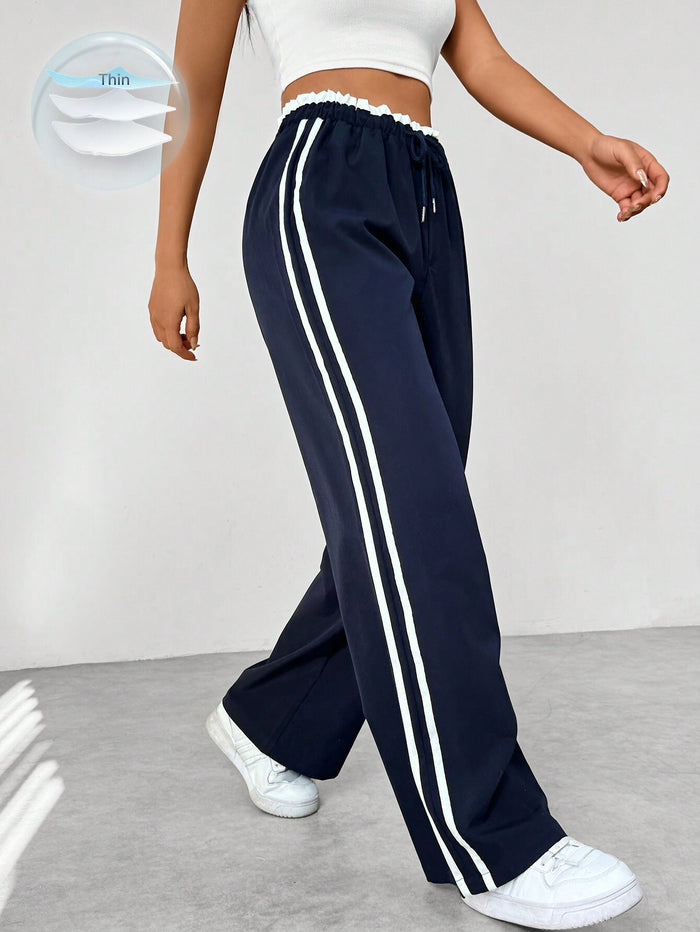 Kaeli | Sporty High Waist Joggers with Stripes