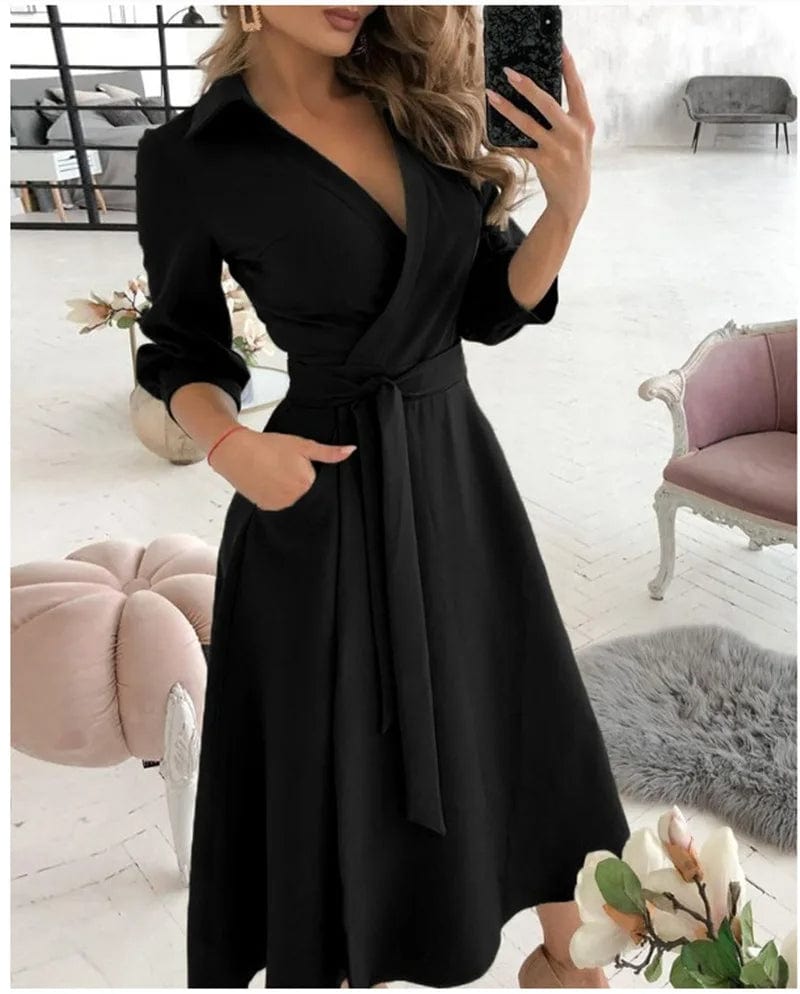 Midi Dress for Women with Butterfly Print and Button Details