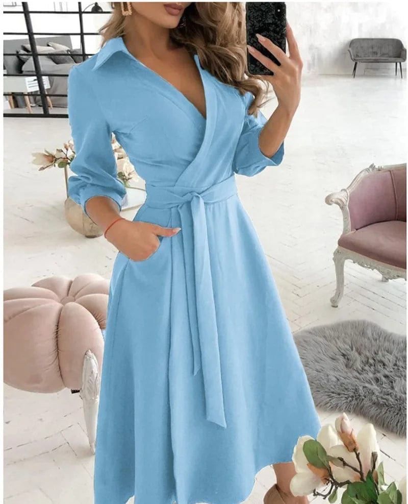Midi Dress for Women with Butterfly Print and Button Details