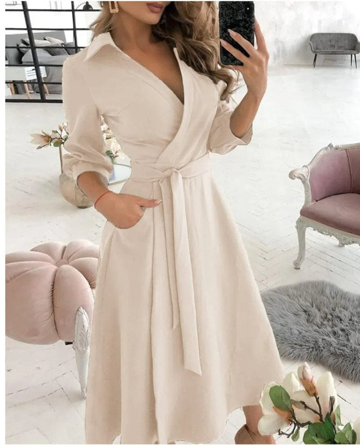 Midi Dress for Women with Butterfly Print and Button Details
