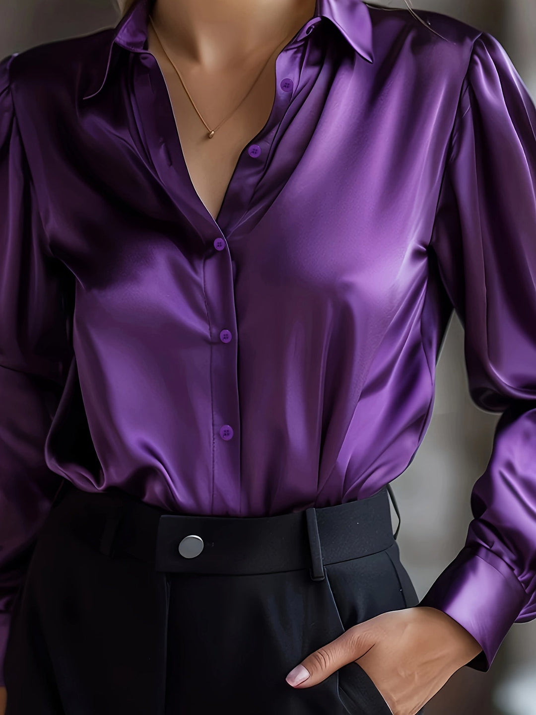 Luxury Blouse for Women with Button Closure and Long Sleeves