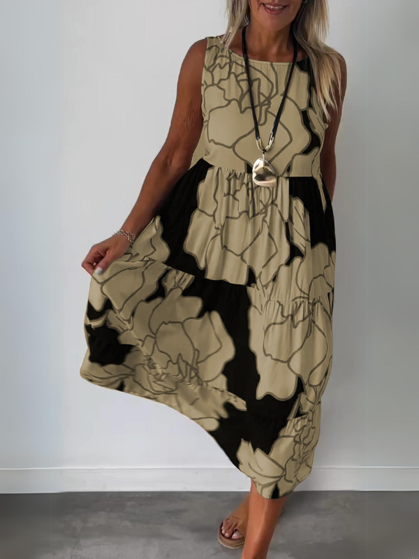 Marga | Sleeveless Midi Dress with Abstract Print