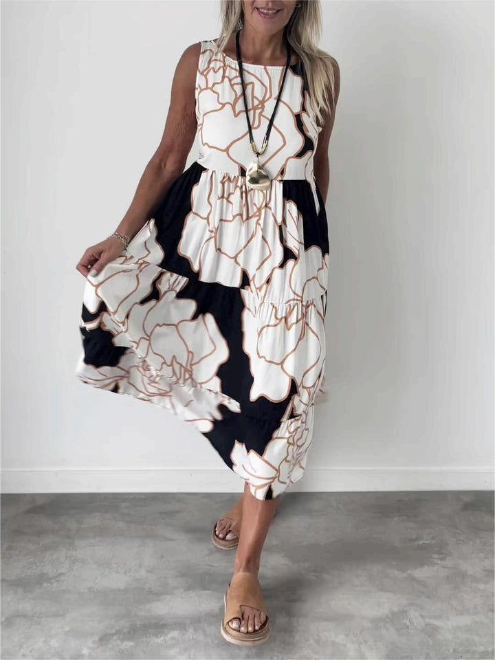 Marga | Sleeveless Midi Dress with Abstract Print