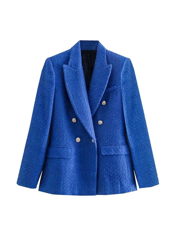 Chic structured women's blazer with refined double-button closure