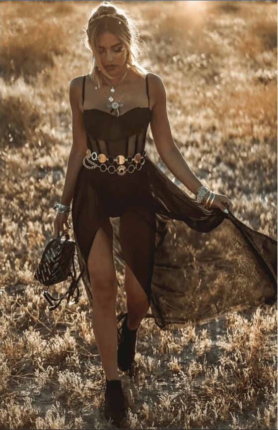 Elegant Mesh Gala Maxi Dress with High Slit for Women