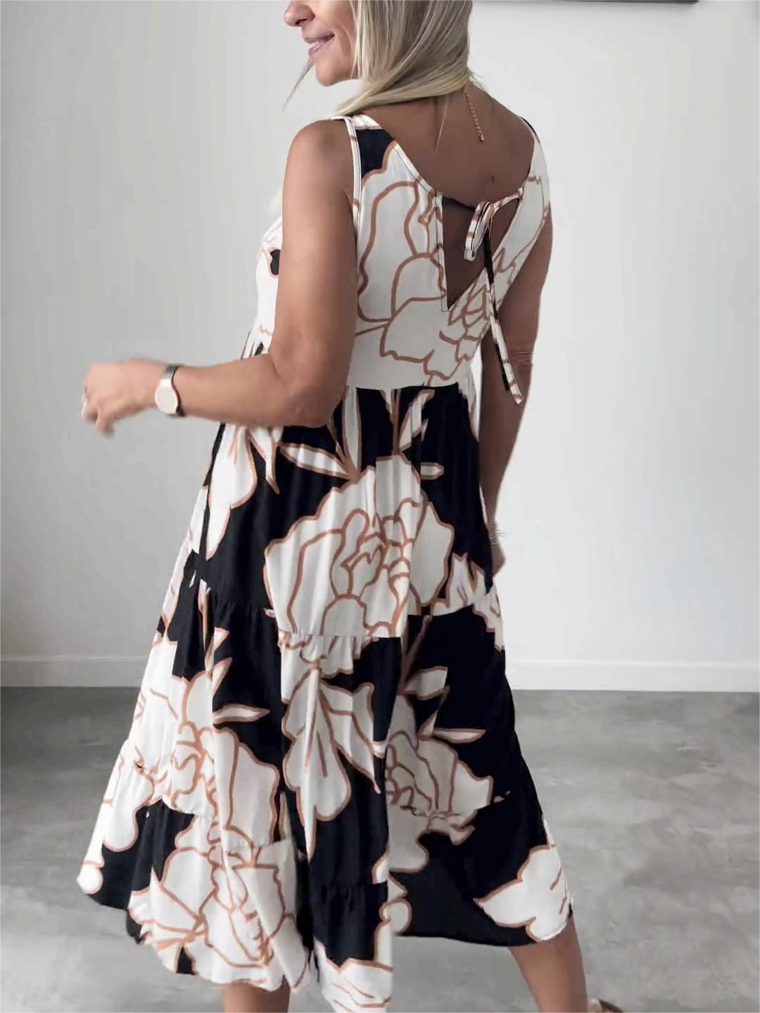 Marga | Sleeveless Midi Dress with Abstract Print