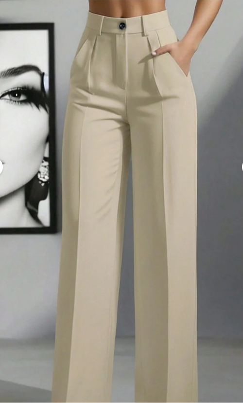 Elegant High-Waisted Women's Trousers with Wide Legs