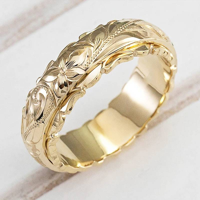 Vintage Golden Ring with Flower