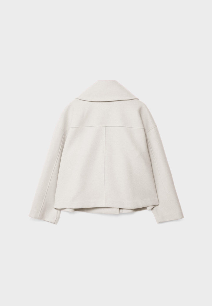 Short Women's Peacoat Jacket with Oversized Look