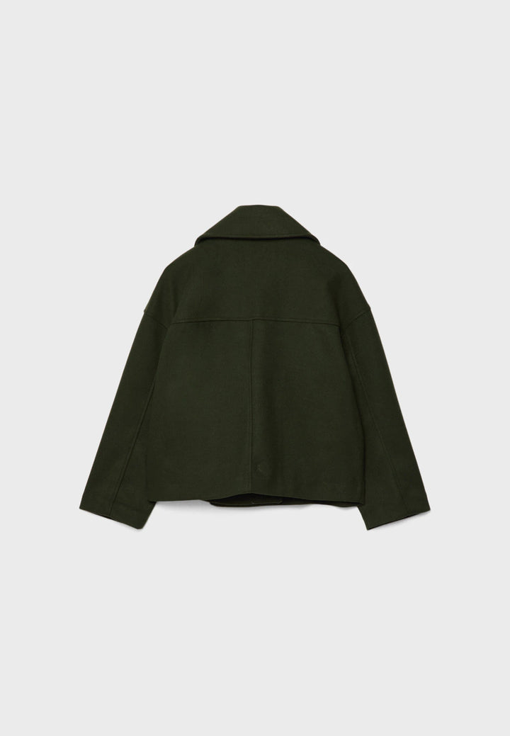 Short Women's Peacoat Jacket with Oversized Look