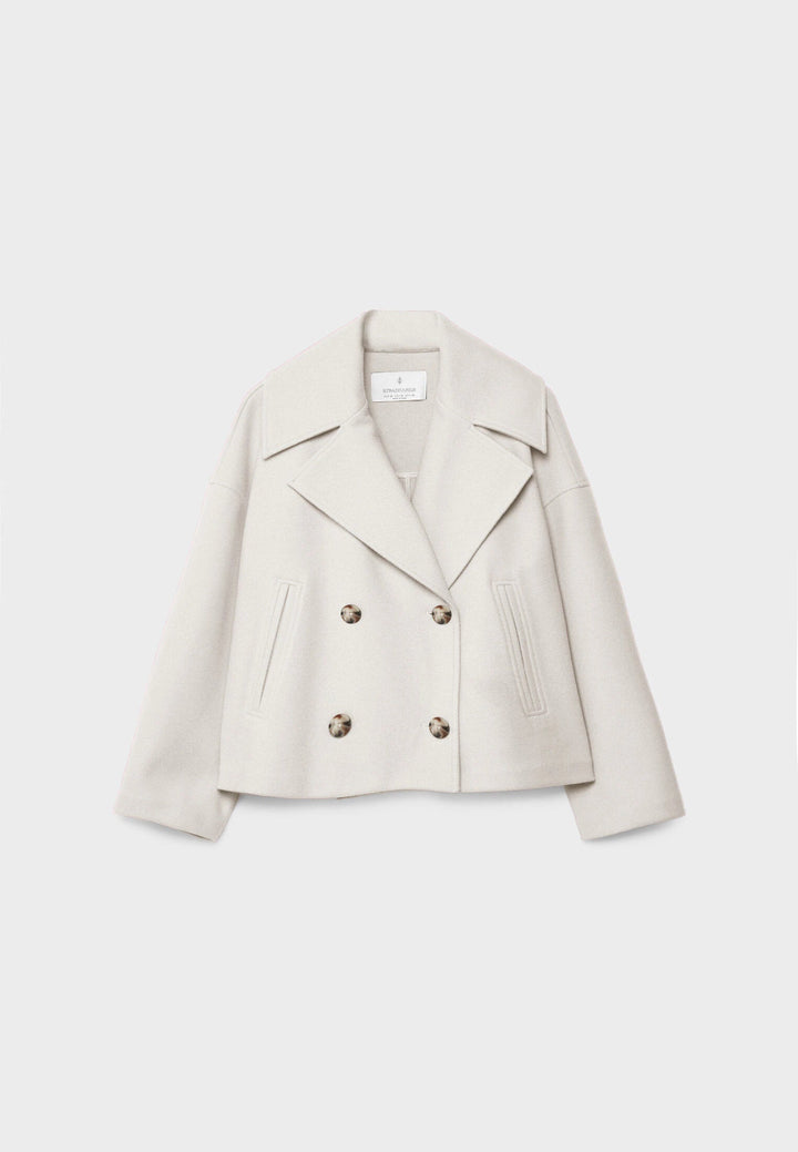 Short Women's Peacoat Jacket with Oversized Look
