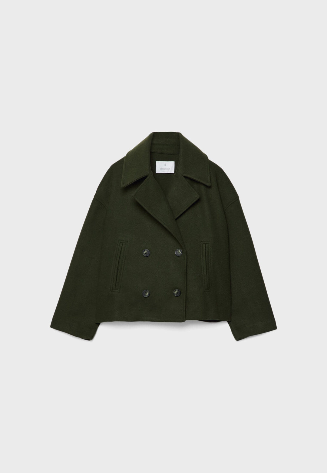 Short Women's Peacoat Jacket with Oversized Look
