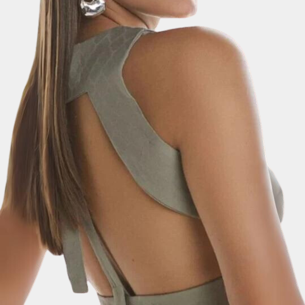 Women's 2-Piece Set Crop Top with Open Back and Wide High-Waist Pants