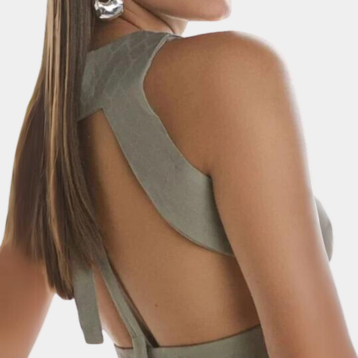 Women's 2-Piece Set Crop Top with Open Back and Wide High-Waist Pants
