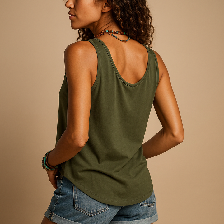 Sleeveless Airy Women's Top with Buttons and Round Neck