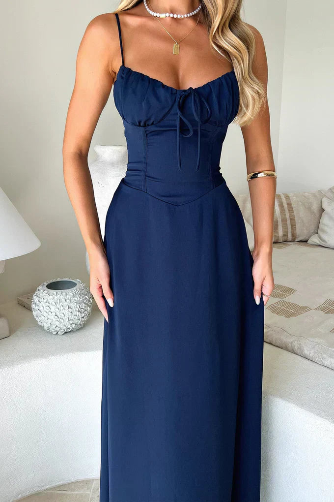 Airy Women's Maxi Dress With Spaghetti Straps And Flared Skirt