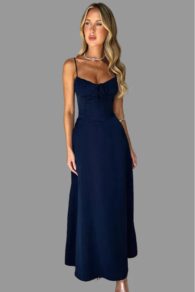 Airy Women's Maxi Dress With Spaghetti Straps And Flared Skirt