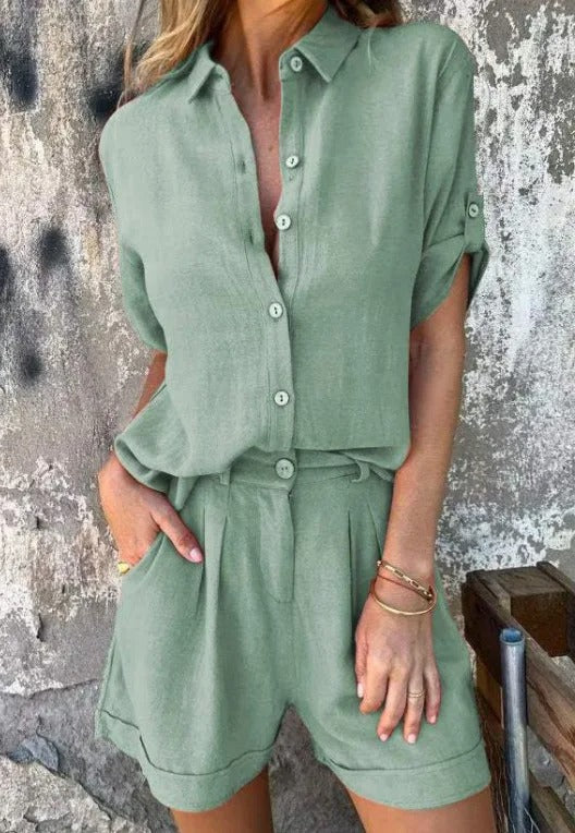 Summer Comfortable Shorts and Blouse Set for Women