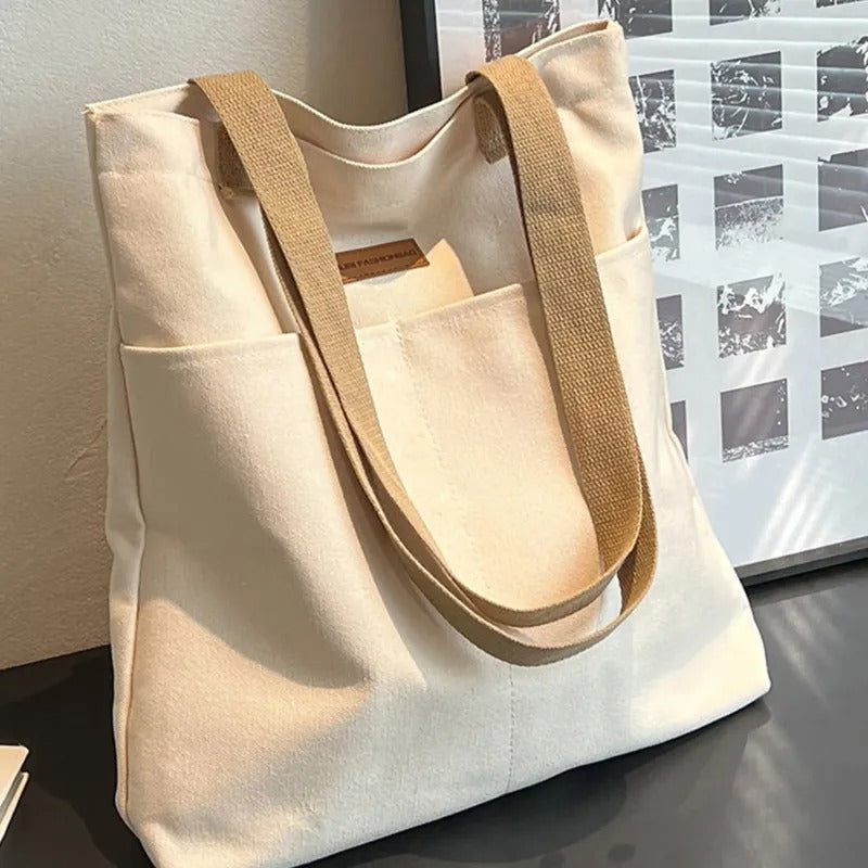 Leola | Minimalist Canvas Shoulder Bag with Double Compartments