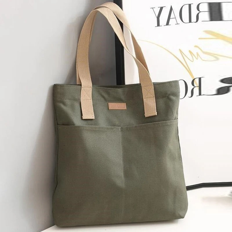 Leola | Minimalist Canvas Shoulder Bag with Double Compartments