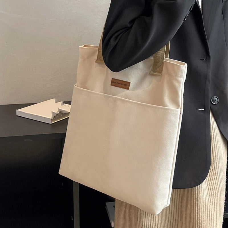 Leola | Minimalist Canvas Shoulder Bag with Double Compartments