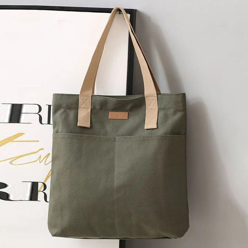 Leola | Minimalist Canvas Shoulder Bag with Double Compartments